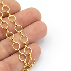 24k Shiny Gold Plated Bar Chain, Curb Choker Chain ,Soldered Chain, Gold Plated Chain, Gold Necklace Chain, (8mm), 3.3 Feet, ZNC-108