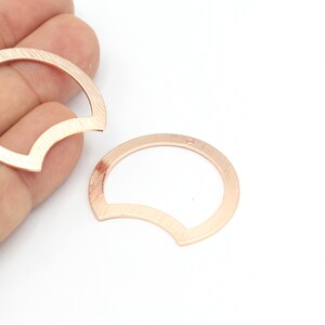 Rose Gold Plated Moon Charm, Rose Gold Plated Brass Moon Charms With 1 Holes, Textured Pendant, Stamping Blanks , 2pcs,(32x35mm), ROS-186