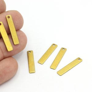 5x25mm Raw Brass Bar Pendant, Name Necklace, Personalized Charms, Nameplate Bar, Stamped Necklace, Bar Jewelry Charms, 6pcs, HM-517
