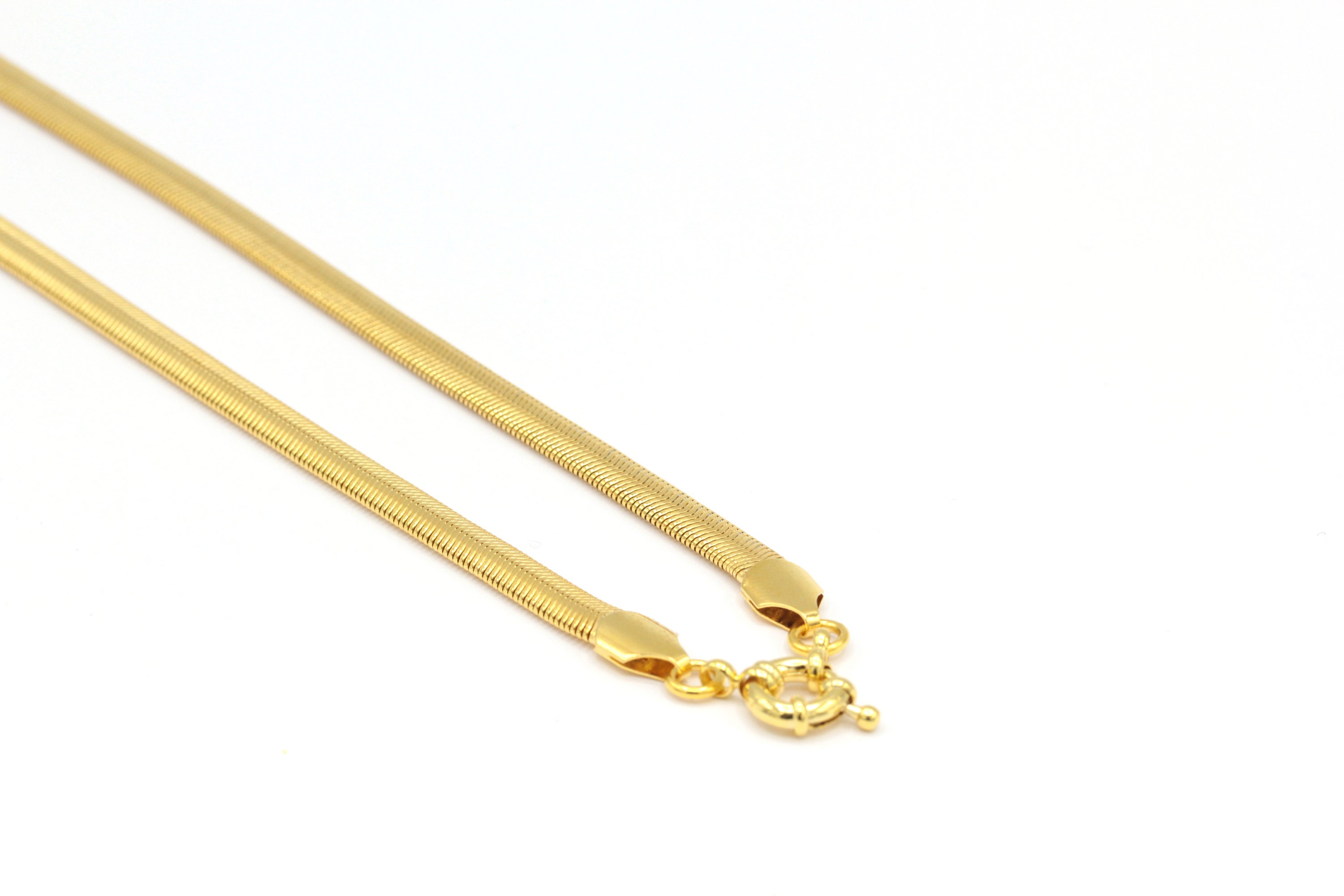 24k 光沢のある金メッキ スネークチェーン、ネックレスチェーン