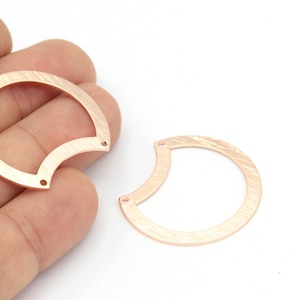 Rose Gold Plated Moon Charm, Rose Gold Plated Brass Moon Charms With 2 Holes, Textured Pendant, Stamping Blanks , 2pcs,(32x35mm), ROS-192