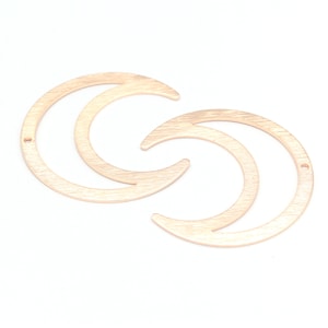 Rose Gold Plated Moon Charms, Textured Pendant, Brass Half Moon,1 Hole Pendant, Earring Findings, Necklace Pendant ,1 pcs,(16x42mm) ROS-180