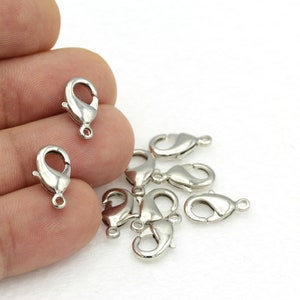 10 pcs,(15mm) Silver Claw Clasp, Lobster Clasp , Silver Plated Lobster , Brass Clasp,Necklace End,Spring Clasp SLV-474