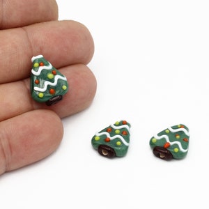 14x17mm Hand Made Murano Glass Tree Beads, Murano Christmas Tree Beads, Tree Murano Glass Charms, Glass Findings, Bracelet Beads, GEM-382