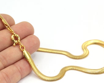 24k glänzend gold vergoldet Schlangenkette, Halskette Kette, vergoldet fertige Kette, Mode Halskette, 16''-17''-18''-20''in, (8mm), ZNC-226