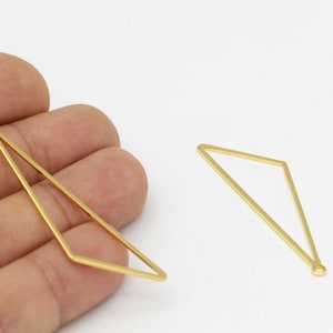 24k Shiny Gold Plated Geometric Charms, Geometric Pendant , Gold  Brass Charms ,1 pcs.(15x56mm)  ALT-151