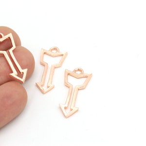 Rose Gold Plated Arrow Pendant ,Arrow Necklace Findings , Charms Pendant , Rose Gold Charms  ,1 pcs,(15x34mm) ROS-117