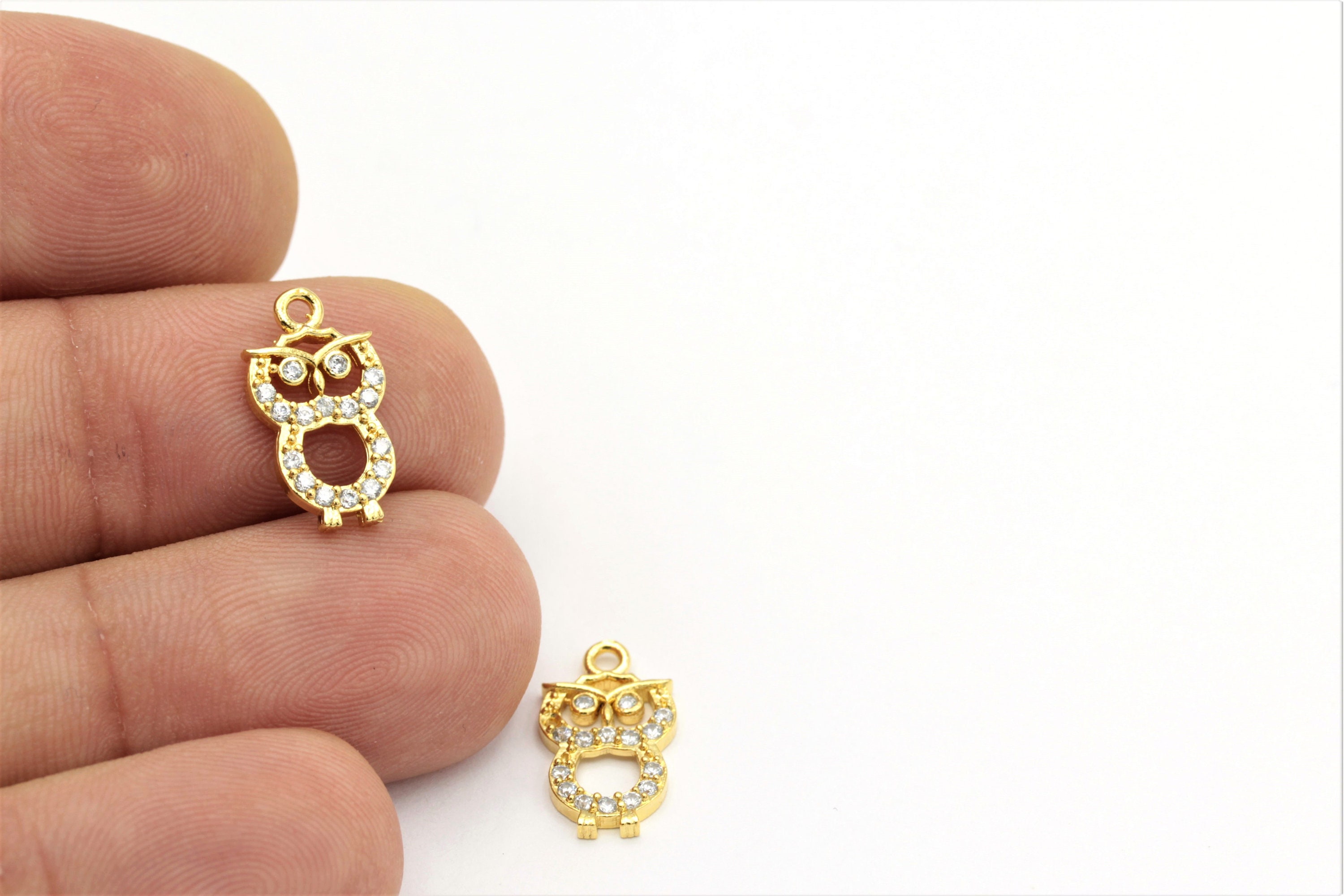 24k Gold Plated Owl Pendant,Gold Owl Charms, Owl Jewelry, Bird Pendant, Bracelet Charms, Gold Plated