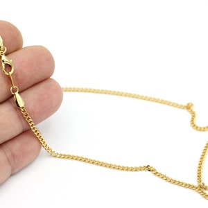 Ready Necklace Chain, 24k Gold Plated Chains, Soldered Chains, Curb Chains, Finished Chain,15&#39;&#39;-16&quot;-17&quot;-18&quot;-20&quot;  Chain, (2.5mm) ZNC-277