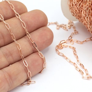 Rose Gold Plated Oval Chains, Necklace Chains, Rose Gold Plated Soldered Chains, 3.3 feet(3x6mm) ZNC-140