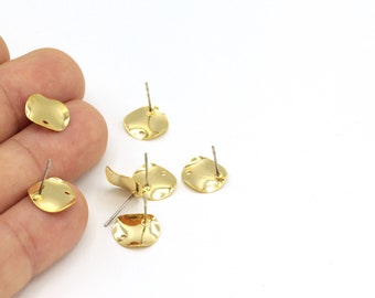 2pcs(12mm)24k Gold Plated Round Earring , Stud Earring,Circle earrings, Ear , Circle Earrings Coins KP-156