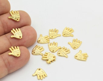 5 pcs,(12mm)24k Shiny Gold Plated Findings,Handmade Phrase,Pendant , Gold Plated Charms,Cute Hand Necklace   ALT-277
