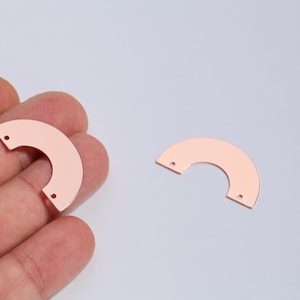 Rose Gold Plated Half Circle Pendant, Laser Cut Semi Circle Connector, Half Circle Metal Pendant for Earrings, DIY Half Circle Charm, LZ-935