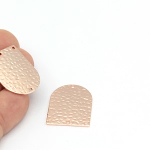 Rose Gold Hammered Brass Geometric Charms, Pendant ,Rose Gold Plated Brass D Shaped Pendants With 4 Holes, D Charms,1pcs,(21x28mm) ROS-231