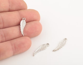 Rodowany anielskie skrzydło wisiorek, skrzydła charms, anielskie skrzydło charms, bransoletka skrzydło, naszyjnik wisiorek, dostawca biżuterii, 2 szt., SLV-627
