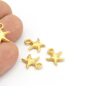Matt vergoldet Meer Stern, Sea Star, Halskette Anhänger, Sea Star Schmuck, Armband finden-2 Stück, (13x15mm) MAT-83
