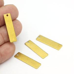 8x30mm Raw Brass Bar Pendant, Name Necklace, Personalized Charms, Nameplate Bar, Stamped Necklace, Bar Jewelry Charms, 6pcs, HM-525