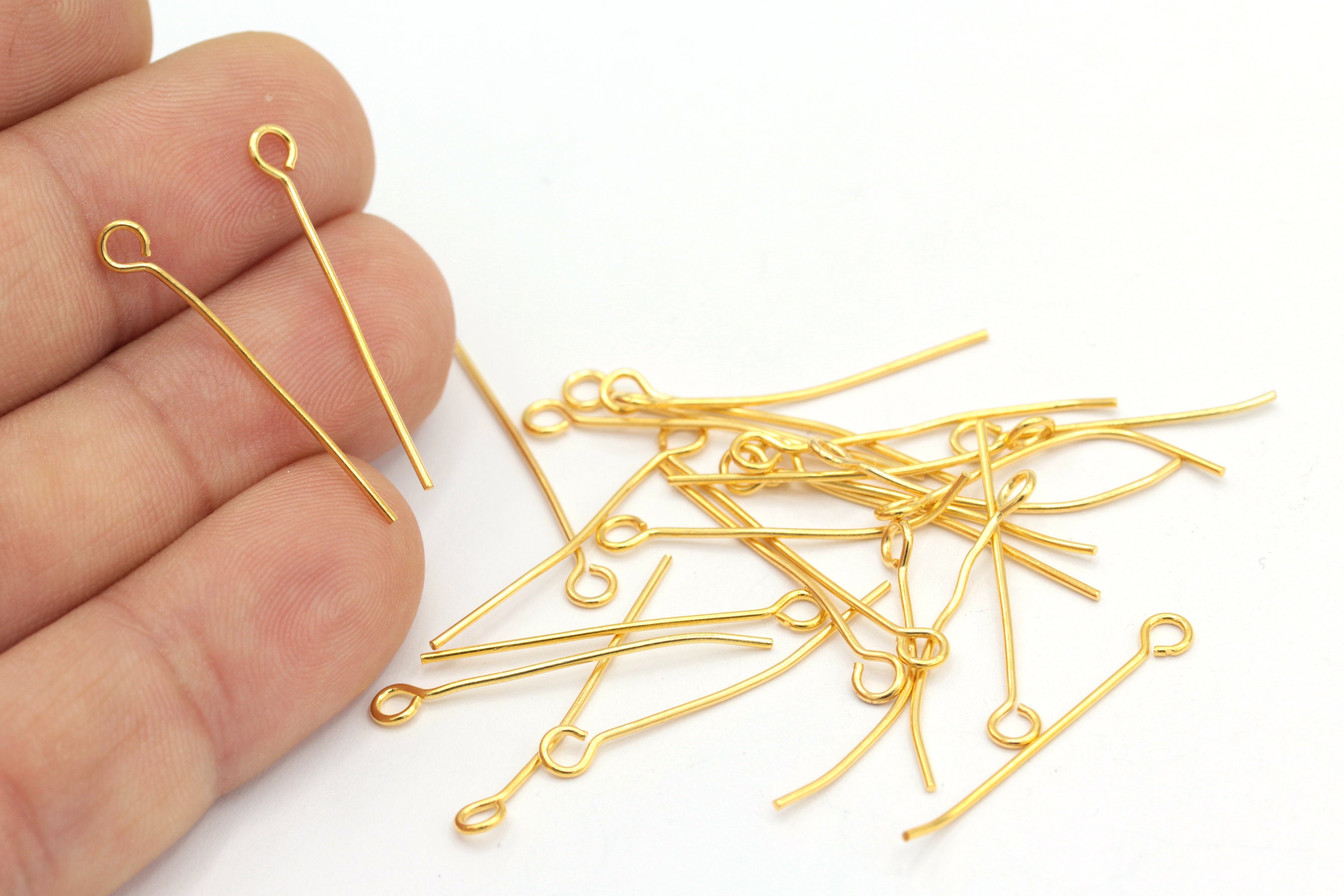 thumbnail image 2 of 200 X 40mm Gold Plated Iron Eye Pins – Jewellery Craft Findings, Making Supplies 2 of 9