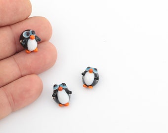 12x15mm Hand Made Murano Glass Penguin  Beads, Murano Animal Beads, Penguin Murano Glass Charms, Murano Glass Findings, 1 Pcs, GEM-208
