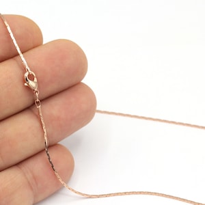 Rose Gold Plated Ready Made Necklace,15 &#39;&#39; chains, Finished Necklace, Finish Chains, Flat Cable Chains, (0.90mm), ZNC-248