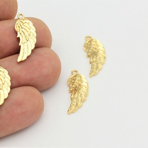 1 pcs,(9x24mm)24k Shiny Gold Plated Wing Charms , Gold Plated Findings, Wing Pendant, Gold Plated Charms,Wing Apparatus ALT-267
