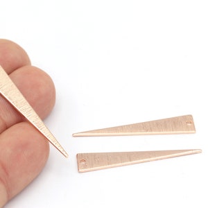 Rose Gold Plated Textured Triangle,1 hole Triangle, Triangle Blanks, Triangle Charms, Triangle Earring, 2 pcs (8x40mm) ROS-120