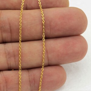 24k Shiny Gold Plated Brass Cable Chains, Gold Plated Chains, Soldered Chains, Necklace Chain, 3.3 Feet,(1.30x1.60mm)  ZNC-9