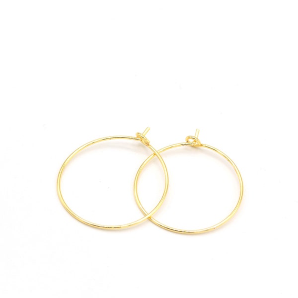 6pcs(25mm)24k Gold Plated Earring Hoops , Circle earrings, Gold Plated Ear Hoop,Ear Wire  KP-76