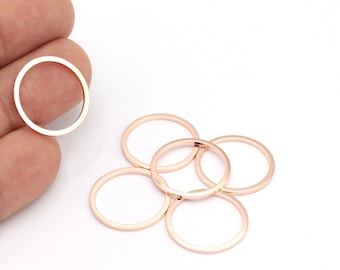 20mm Rose Gold Plated Hoops, Rose Gold Plated Closed Ring, Closed Ring, Circle Connector, Round Charm, 10Pcs, ROS-370