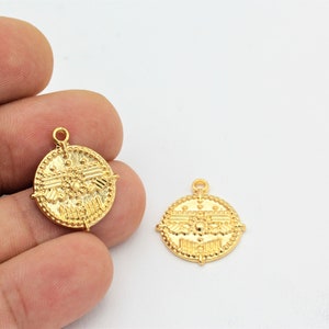 1pcs,(20x23mm)24k Shine Gold Plated Medallion ,medal necklace , medal Coins , Gold Medallion ,Ancient Coins   ALT-253