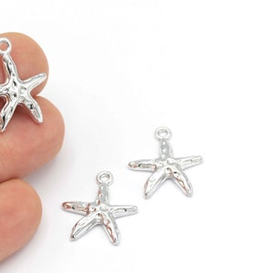 Silber vergoldet Meer Stern, Sea Star Charme, Halskette Anhänger, Sea Star Ohrring, Sea Star Schmuck, Armband finden-1 Stück, (20x23mm), SLV-356