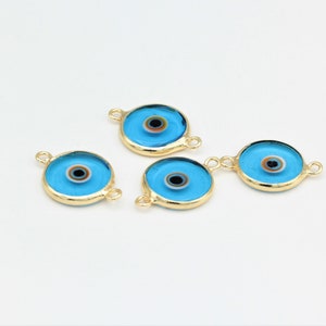 1 pcs,(16x23mm)24k Shiny Gold Plated Eye Pendant,Evil Eye Charm, Gold Evil Eye Pendant, , Transparent Blue Evil Eye Pendant ALT-295