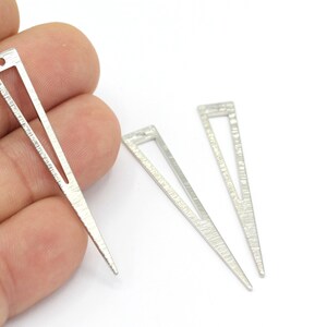 Silver Plated Hollow Triangle Charms, Triangle Necklace,Triangle Blanks,Textured Triangle Earrings, Triangle Pendant, 2Pcs,(8x50mm)SLV-327