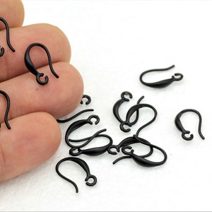 6 pcs,(7x15mm)Black Pendant Earring Hooks,Fish Hooks, Ear Wires , Black Earrings, Earrings Findings, Black Over Brass  SYH-57