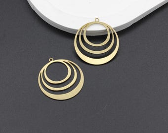 2 stuks ruw messing lasergesneden ronde hanger, cirkeloorbel, geometrische charme, oorbelbedel, sieraden maken, DIY-maken, 29 x 31 mm, LZ-39-1