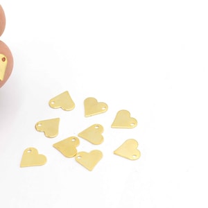 24 Gold Plated Heart Charms, Tiny Heart Jewelry, 24 Gold Plated Heart Pendant, Heart Earring Charms, Necklace Pendant, 12Pcs, (9mm),ALT-671