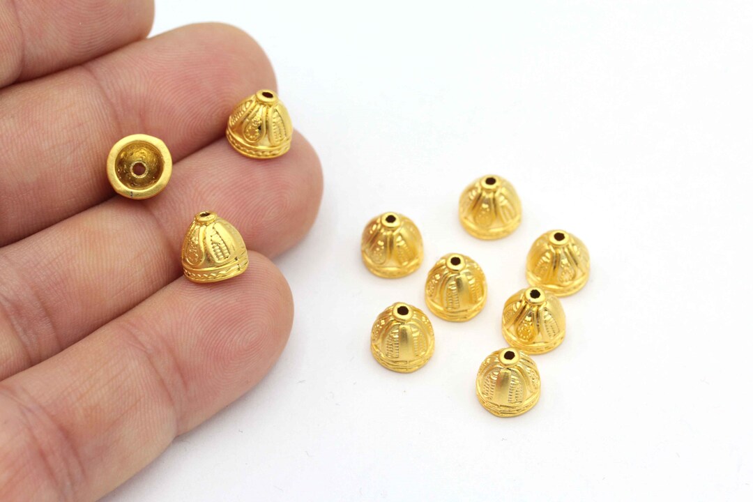 Matt Gold Plated Gold End Cap, Matt Gold Beads Cap, Cord End Caps, Tassel Caps, Rustic End Cap