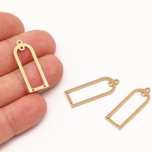 2 breloques en forme de D en laiton brut, connecteur en forme de D, boucle d&#39;oreille ouverte en forme de larme, breloque géométrique pour bijoux DIY, breloque en forme de D arche, LZ-642-6