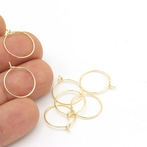 6pcs(15mm)24k Gold Plated Earring Hoops , Circle earrings,  Gold Plated Ear Hoop,Ear Wire  KP-86