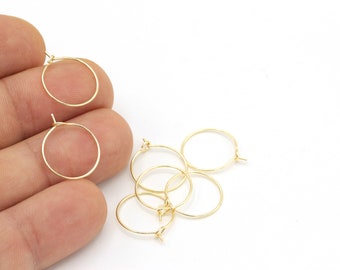 6pcs(15mm)24k Gold Plated Earring Hoops , Circle earrings,  Gold Plated Ear Hoop,Ear Wire  KP-86