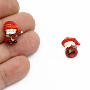 15x19mm Hand Made Murano Glass Santa Claus Beads, Murano Christmas Beads, Lampwork Beads, Glass Findings, DIY Jewelry, 1 Pcs, GEM-383