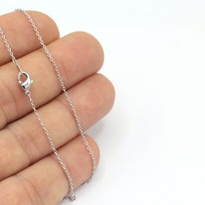 May include: A silver chain necklace with a lobster clasp closure.