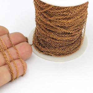 3.3 feet (2x3mm) Raw Brass Chain, Raw Brass Curb Chain, Brass Rolo Chain, Soldered Chains, Cable Chain, Box Chain, Raw Brass Chains,  CHN-4