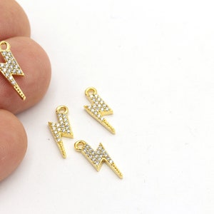 1pcs(5.5x16mm)24k Gold Plated  Lightning Jewelry,Micro Pave Pendant Zirconia Lightning ,Necklace Pendant, Electricity Jewelry  ZRC-225