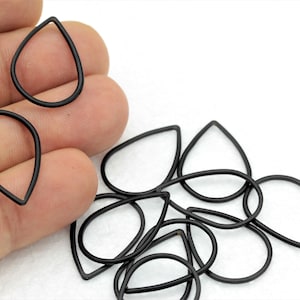 Black Plated Drop Charms, Drop Pendant, Drop Necklace, Brass Drop Connector, Black Plated Drop Jewelry, 15x24mm, 6Pcs, SYH-119