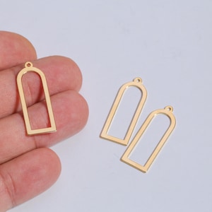 24k Gold Plated Arch Shape Charm, D Shape Pendant, Open Teardrop Frame Earring, Modern Geometric Charm for DIY Jewelry, DIY Making, LZ-897-3