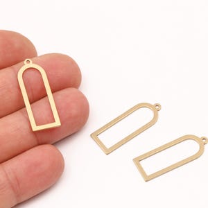 2 breloques en forme de D en laiton brut, connecteur en forme de D, boucle d&#39;oreille ouverte en forme de larme, breloque géométrique pour bijoux DIY, breloque en forme de D arche, LZ-641-5
