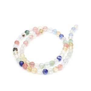 6mm Micro Faceted Natural Beads, Natural Mixed Stone Beads, Gemstone Round Beads, Beading Supplies, Bracelet Making, GEM-70
