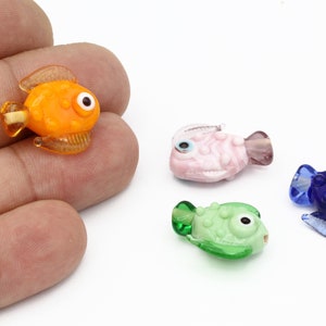 Hand Made Murano Glass Fish Beads, Murano Animal Beads, Fish Murano Glass Charms, Murano Glass Findings, Bracelet Beads, 19x22mm GEM-190