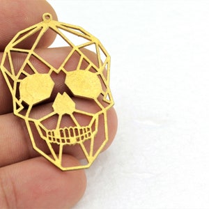 1 pcs,(34x50mm)Raw Brass Skull Charms, Raw Brass Skull , Necklace Skull, Pendant , Findings,  HM-215